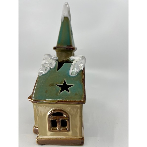 Tii Collections Snow Topped Ceramic C2200 Church Tealight Candle Holder - Picture 3 of 7